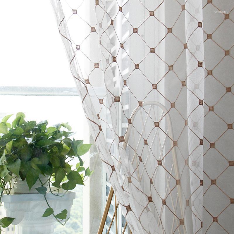 Modern Coffee Sheer Grid Light-transparent Curtains Embroidered Window Screens for Living Room Bedroom Nice Tulle Curtain Fabric1, Blue
Modern Coffee Sheer Grid Light-transparent Curtains Embroidered Window Screens for Living Room Bedroom Nice Tulle Curtain Fabric1, Blue