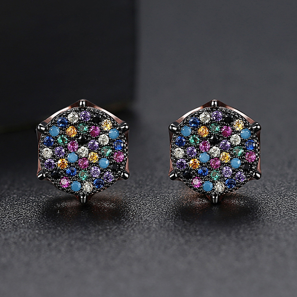 Hip Hop Colorful Zircon Stud Earrings Men Women Jewelry Gold Plated Girl Women Gift