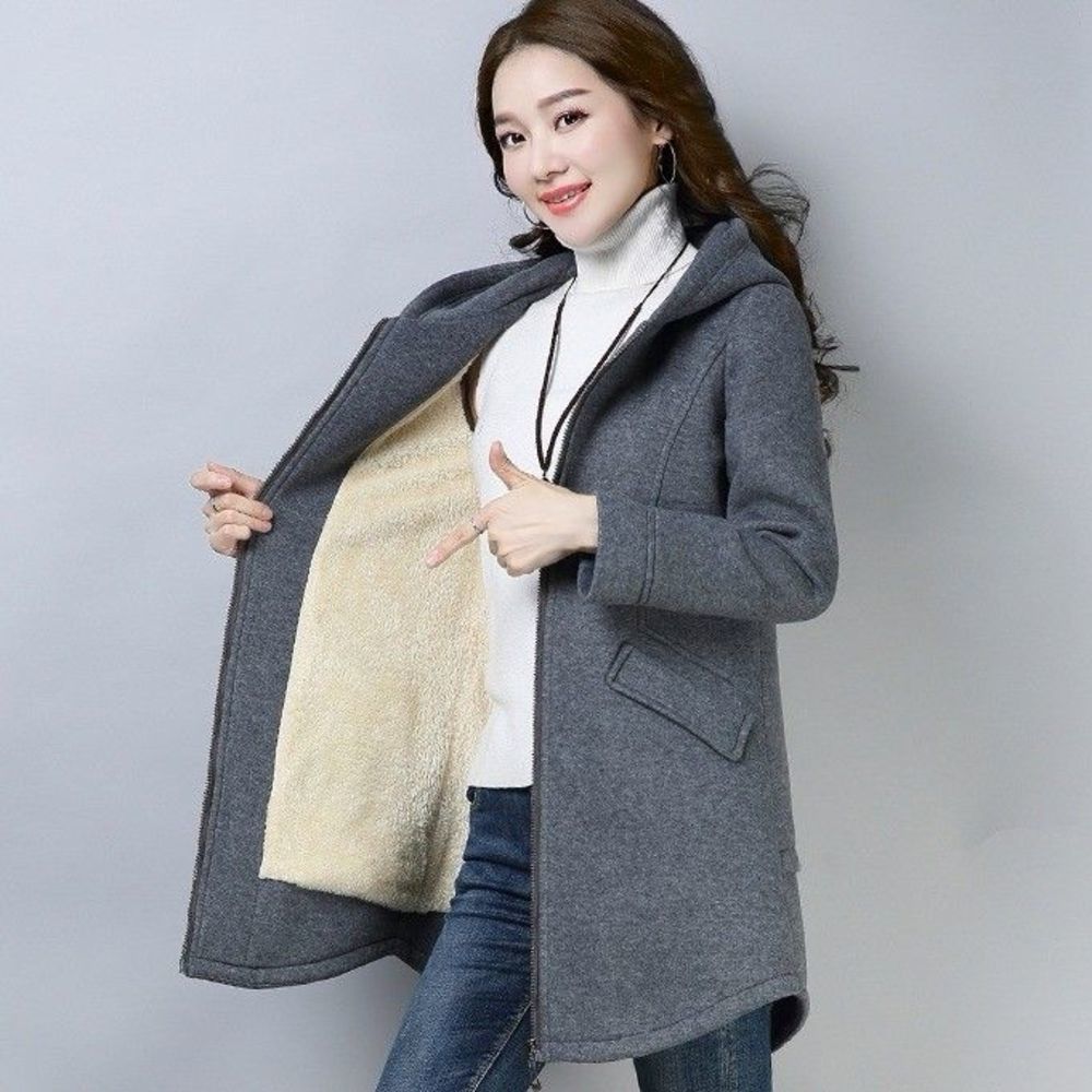 2020 Autumn Winter Women Fleece Thickened Jacket Cashmere Mid-length Warm Zipper Coat Female Woolen Loose Hooded Outwear, Caramel
2020 Autumn Winter Women Fleece Thickened Jacket Cashmere Mid-length Warm Zipper Coat Female Woolen Loose Hooded Outwear, Caramel