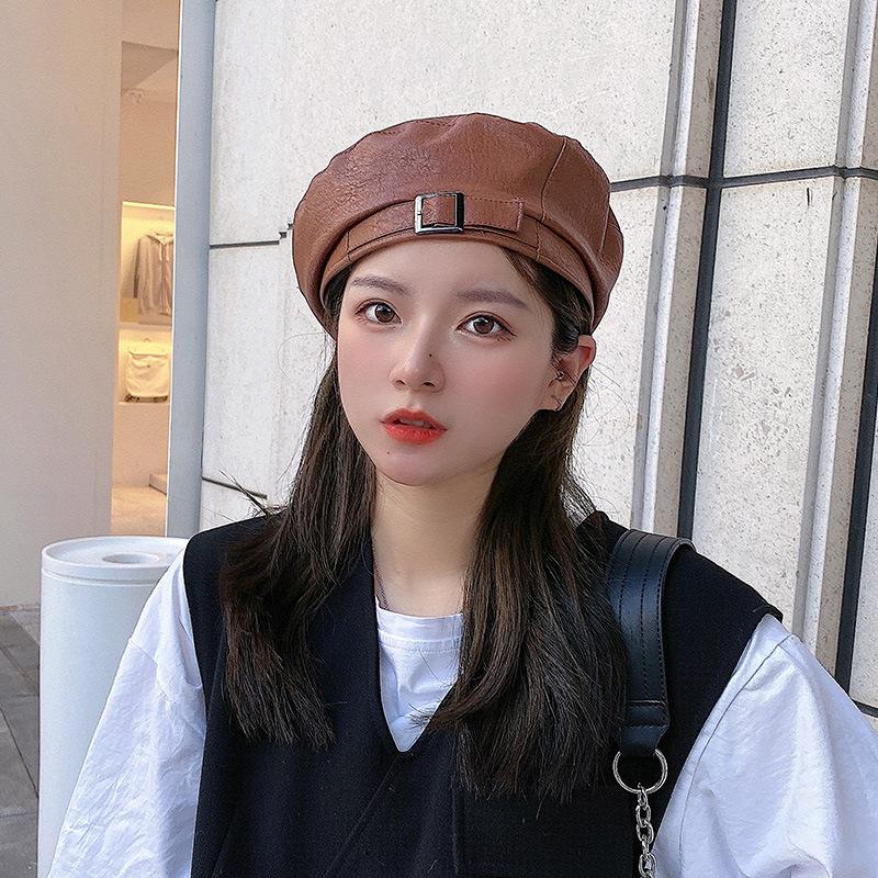 1 pc Vintage Fashion PU Leather Women Female Berets Caps Spring Autumn Elegant Korean Style Women Beanie Minority Adjustable Hat, Black 
1 pc Vintage Fashion PU Leather Women Female Berets Caps Spring Autumn Elegant Korean Style Women Beanie Minority Adjustable Hat, Black