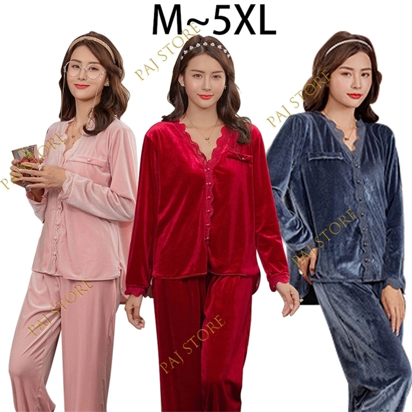 5XL Larger Size 2pcs Winter Lace Women Pajamas Sets Velvet Sexy Warm Fat Bridesmaid Homewear Pijama Pyjamas Suit Ladies' Pyjamas 201113, Velvet dress
5XL Larger Size 2pcs Winter Lace Women Pajamas Sets Velvet Sexy Warm Fat Bridesmaid Homewear Pijama Pyjamas Suit Ladies' Pyjamas 201113, Velvet dress