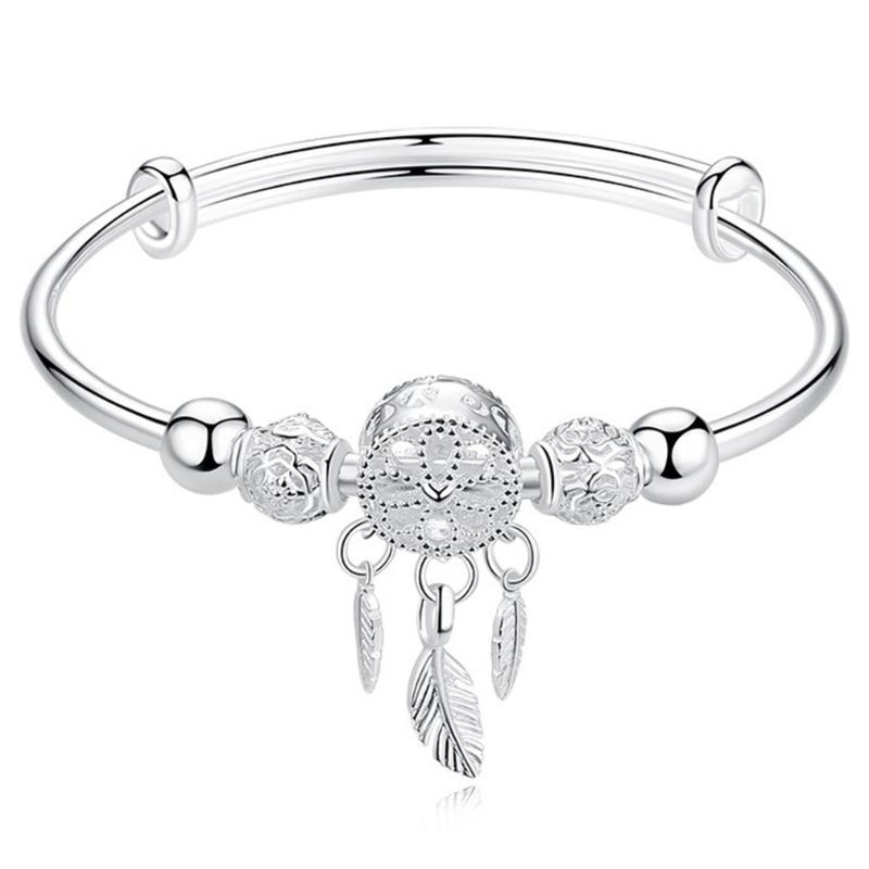 Adjustable Silver Tassel Feather Round Bead Charm Bracelet Bangle For Women Elegant Jewelry Valentine's Day Gift
Adjustable Silver Tassel Feather Round Bead Charm Bracelet Bangle For Women Elegant Jewelry Valentine's Day Gift