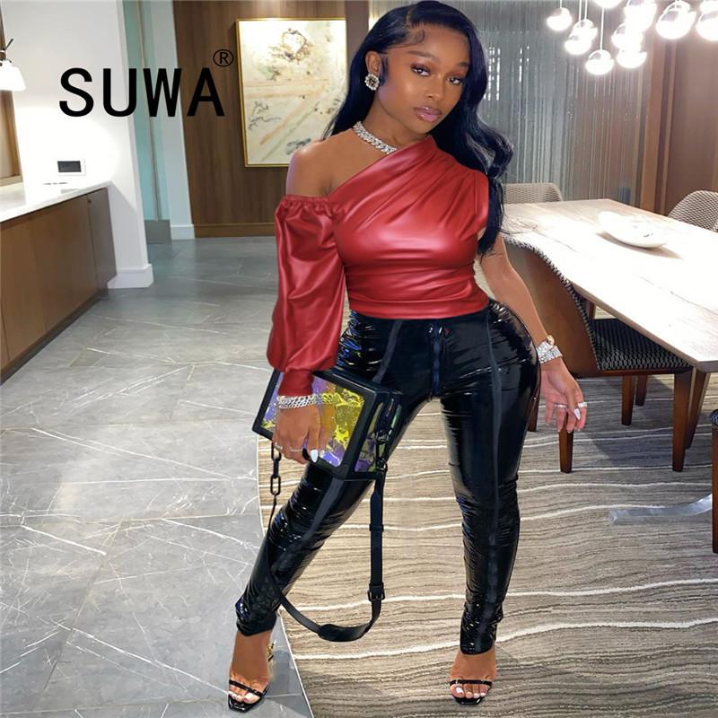 2020 New Product Trendy Chic Party Club PU Outfits For Women Matching Sets One Shoulder Long Sleeve Tunic Trousers 2 Pieces, Red
2020 New Product Trendy Chic Party Club PU Outfits For Women Matching Sets One Shoulder Long Sleeve Tunic Trousers 2 Pieces, Red