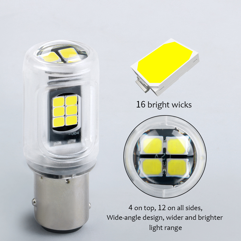 2PCS Car Led Bulbs 1156 BA15S P21W 1157 Bay15d P21 5w 3030 16SMD Turn Signal Auto Reverse Parking Light Glass Shell White