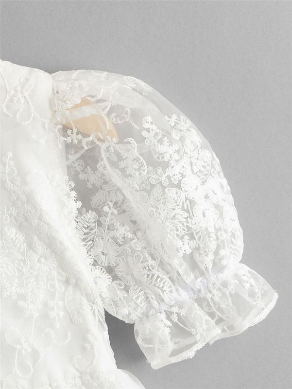 Toddler Girls Embroidery Mesh Babydoll Dress SHE