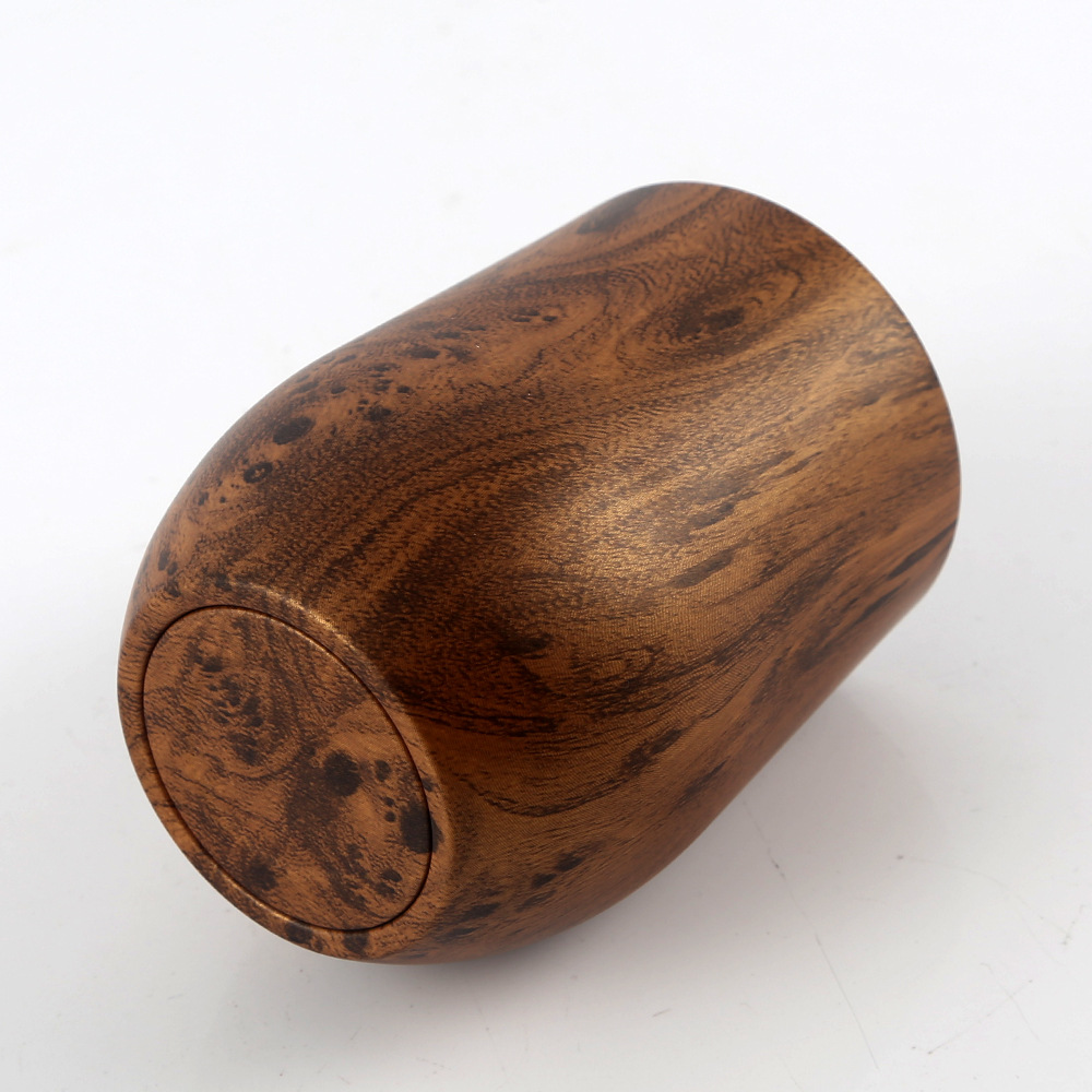 12oz Wine Tumbler Wood Grain Cup Coffee Mugs Wine Glass Water Bottle 2 Layer Vacuum Insulated Wedding Party Champagne Mugs with Lid