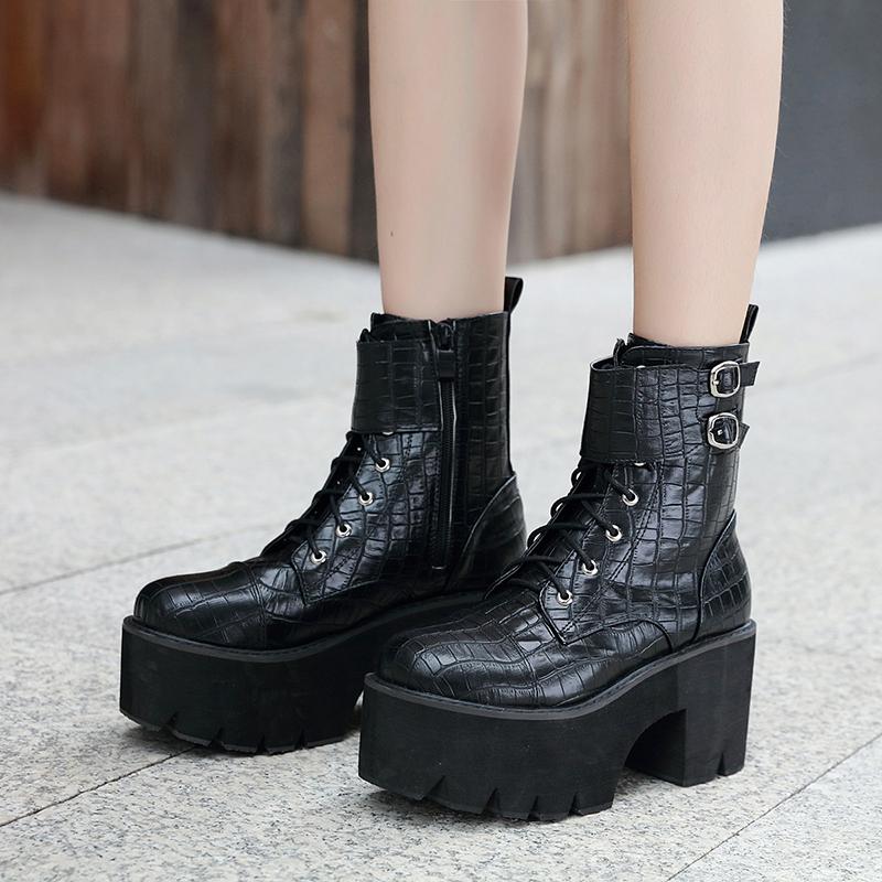 Mujer Fashion Platform Shoes Women Punk Black Gothic Ankle Boots Womens Platform Wedge Lace Up Motorcycle Boots 2020 YMB269
Mujer Fashion Platform Shoes Women Punk Black Gothic Ankle Boots Womens Platform Wedge Lace Up Motorcycle Boots 2020 YMB269
