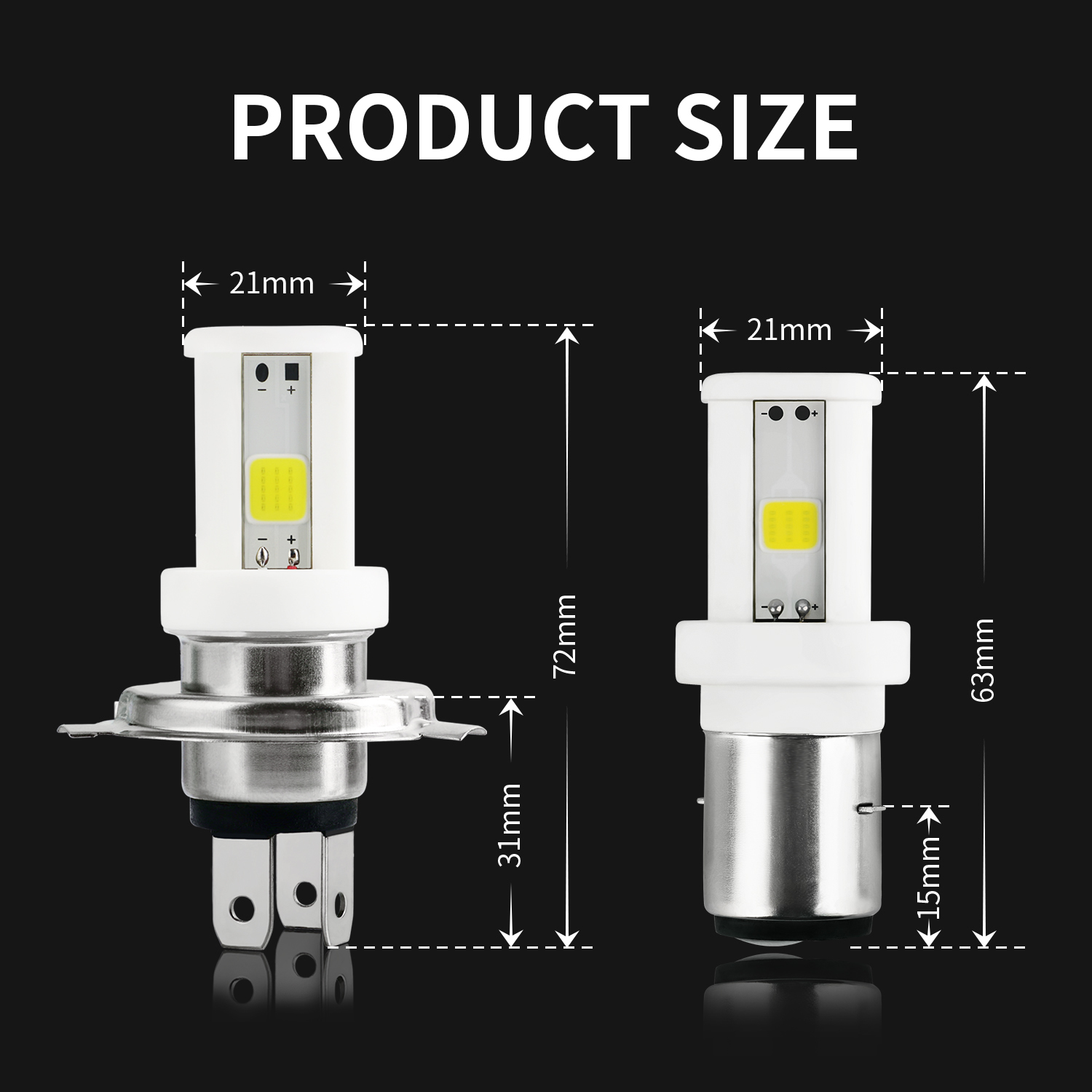 Ceramic H4 Led Motorcycle Headlight Bulbs 3 Sides COB Chips 1200LM 6000K Moto Light Scooter Motobike Head Lamp ATV Accessories