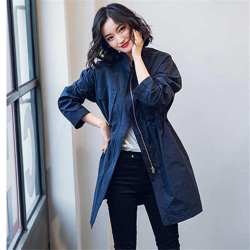 2020 New Spring Autumn Trench Coats Fashion Women Long-sleeved Long Straight Zipper Stand Collar Windbreaker Solid Coat N959, Navy
2020 New Spring Autumn Trench Coats Fashion Women Long-sleeved Long Straight Zipper Stand Collar Windbreaker Solid Coat N959, Navy
