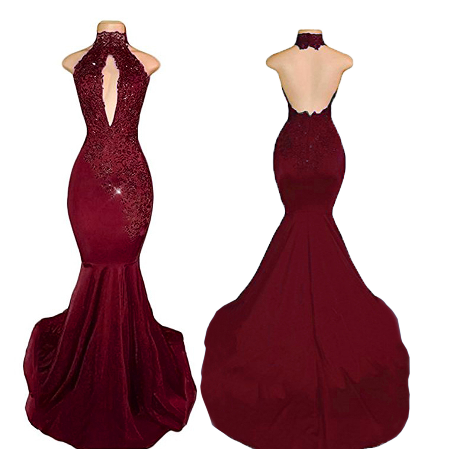 2021 New Burgundy Mermaid Prom Gowns for Black African Girls Dressed in Sexy with No Halter Lace Dress Party PNY3
2021 New Burgundy Mermaid Prom Gowns for Black African Girls Dressed in Sexy with No Halter Lace Dress Party PNY3