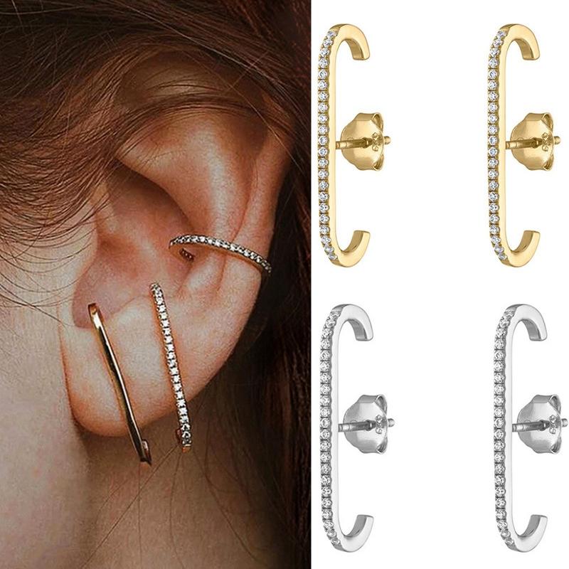 Fashion White CZ Zircon Stud Earrings for Women Trendy Charm Crystal Earrings C-shaped Ear Cuffs Wedding Party Jewelry
Fashion White CZ Zircon Stud Earrings for Women Trendy Charm Crystal Earrings C-shaped Ear Cuffs Wedding Party Jewelry