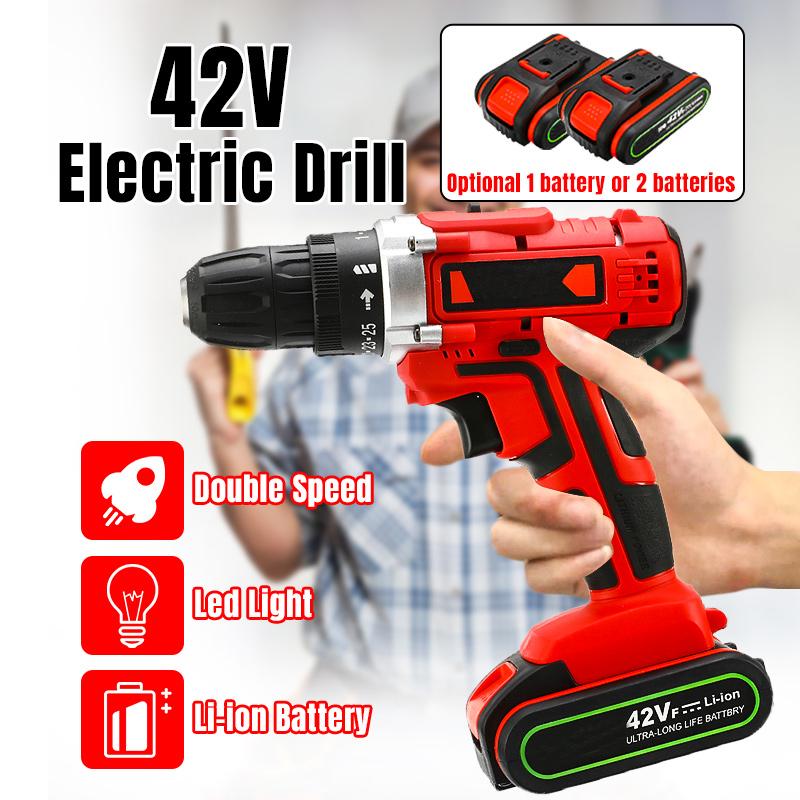 Electric Drill Cordless Screwdriver 42V 110-240V Lithium Battery LED Light Mini DIY Wireless Power Driver 2-Speed Power Tools
Electric Drill Cordless Screwdriver 42V 110-240V Lithium Battery LED Light Mini DIY Wireless Power Driver 2-Speed Power Tools