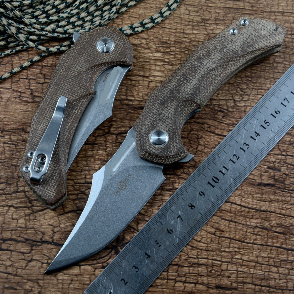TWOSUN Folding Knife Ball Bearing 14C28N Stonewash Blade Outdoor Camping Hunting Pocket EDC Tools Linen Handle Fast Open Flipper Gift Collecting TS227
TWOSUN Folding Knife Ball Bearing 14C28N Stonewash Blade Outdoor Camping Hunting Pocket EDC Tools Linen Handle Fast Open Flipper Gift Collecting TS227