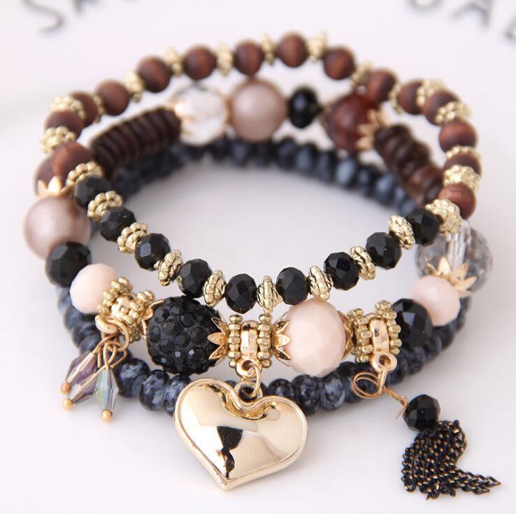 Bohemian Beaded Bracelets for Women 6 Colors Multilayer Stretch Stackable Bracelet Set Multicolor Jewelry Bangle Christmas Gift GD1224