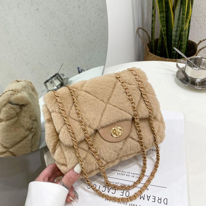 Fashion Faux Fur Plaid Chain Celebrity Inspired Flap Plush Shoulder Bag Female Crossbody Handbag, Beige
Fashion Faux Fur Plaid Chain Celebrity Inspired Flap Plush Shoulder Bag Female Crossbody Handbag, Beige
