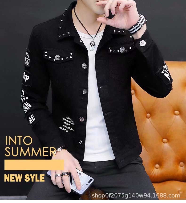New denim jacket Korean teenagers Cotton yellow/black/red/white students men spring autumn River hole youth dress coat 201022