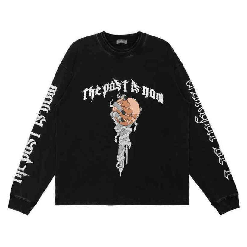 21SS Sanskrit Cross Hoodies Long Sleeve 100% Cotton Pullover Hip Hop Askyurself Sweatshirt Men Women, Black