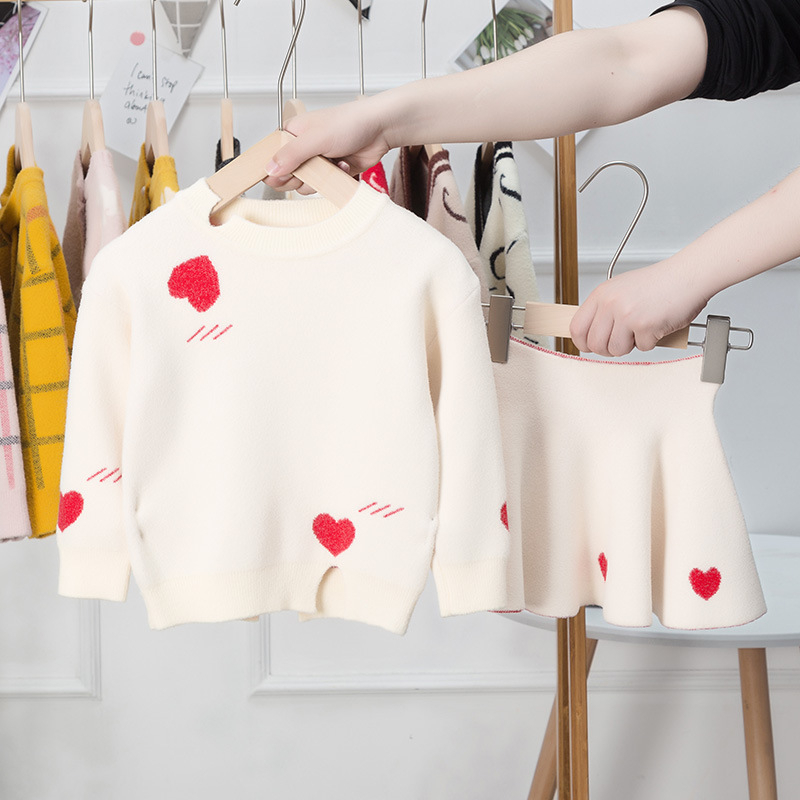 cute autumn 2020 fashion baby girl clothing set long sleeve sweater top+skirt winter baby toddler girl fall clothes clothingX1019
