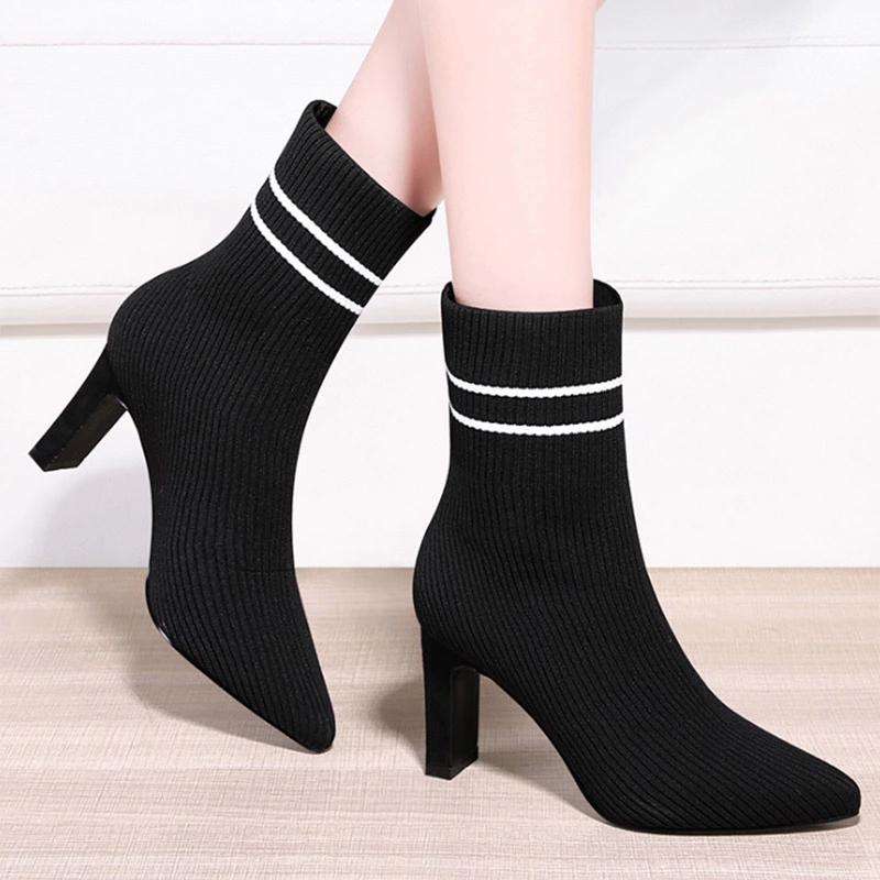 Sexy Knitting Boots High Heels Dress Shoes 2020 New Pointed Toe Fashion Booties Black Striped Stretch Fabric botas mujer 8562N #HB1t, Beige
Sexy Knitting Boots High Heels Dress Shoes 2020 New Pointed Toe Fashion Booties Black Striped Stretch Fabric botas mujer 8562N #HB1t, Beige