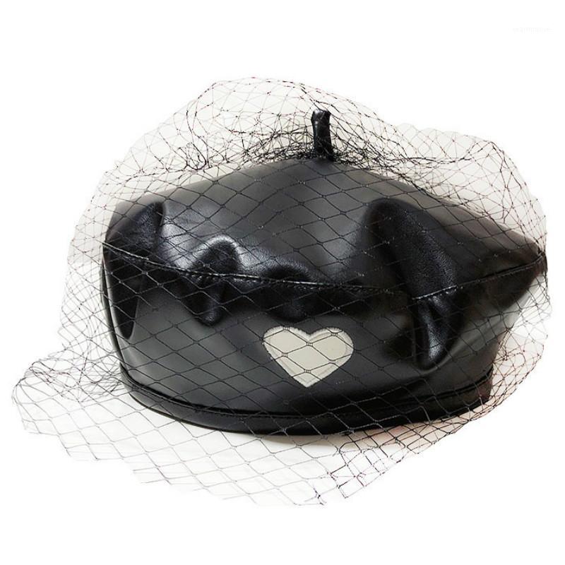 winter new Fascinating Heart-shaped Black Beret Hat women Chic Leather French hat With Veil Mesh Show Female Beret Beanies Cap1
winter new Fascinating Heart-shaped Black Beret Hat women Chic Leather French hat With Veil Mesh Show Female Beret Beanies Cap1