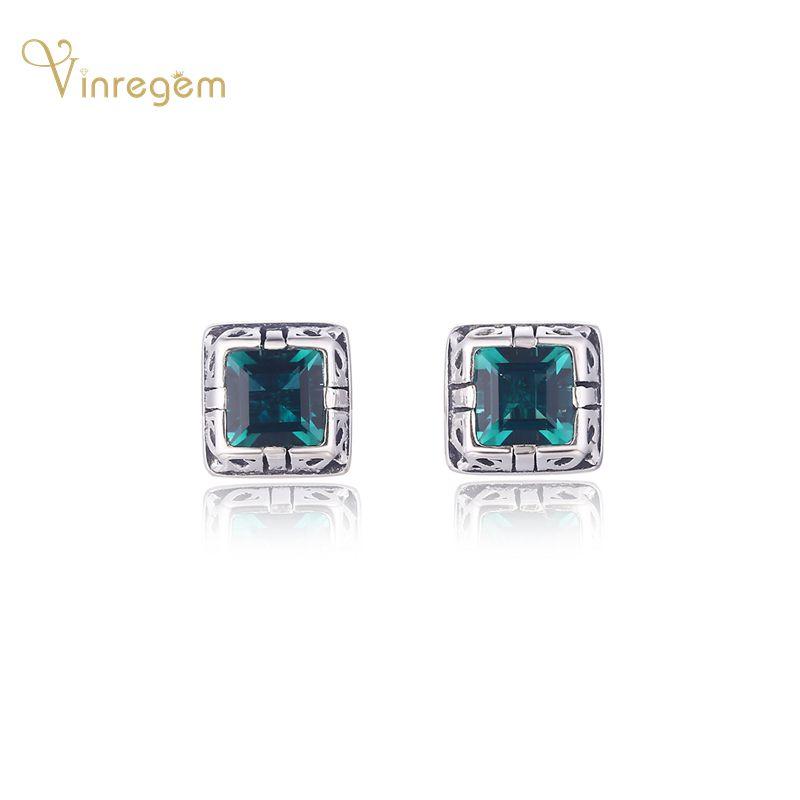 Stud Vinregem 100% 925 Sterling Silver Emerald Gemstone Wedding Engagement Personality Vintage Women Ear Studs Earrings Fine Jewelry
Stud Vinregem 100% 925 Sterling Silver Emerald Gemstone Wedding Engagement Personality Vintage Women Ear Studs Earrings Fine Jewelry