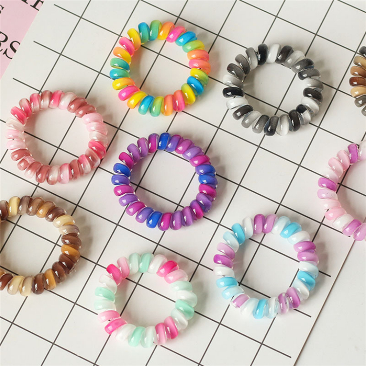 Children's hair tie 8 color Telephone Wire hairband colorful Ponytail Holder Elastic Phone Cord Line hair tie hair accessories kid gift