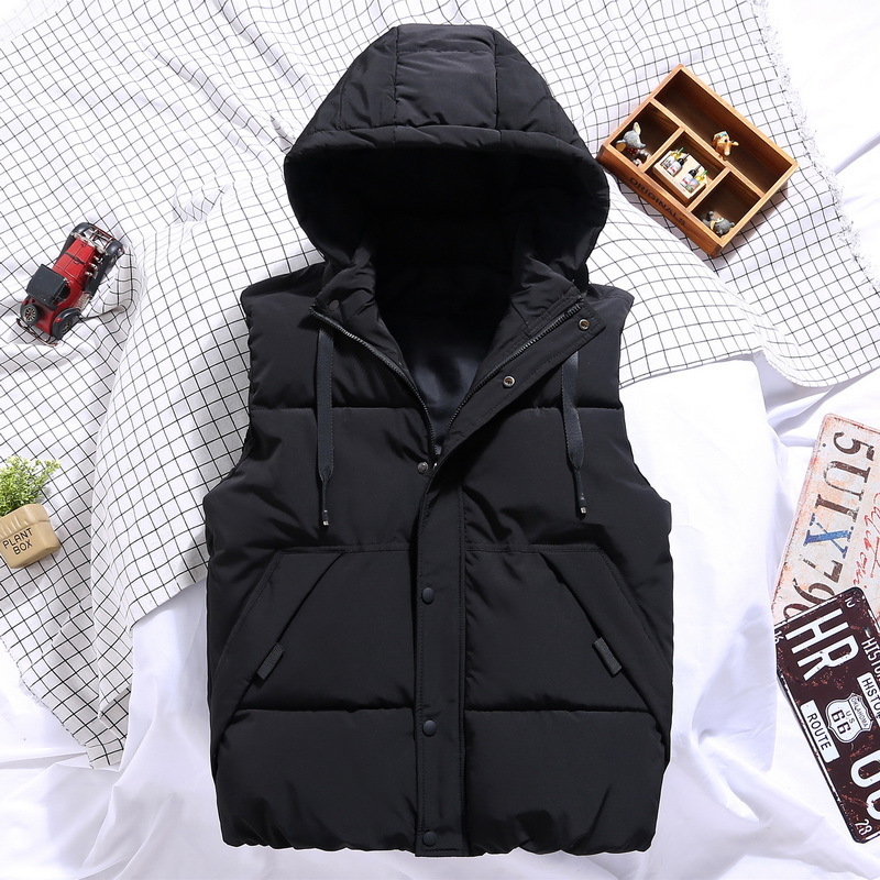 Spring Winter Men Plus Large Size 6xl 7xl Vest Hat Detachable Camouflage Sleeveless Jackets Warm Parka for Men Unisex Waistcoat 201128