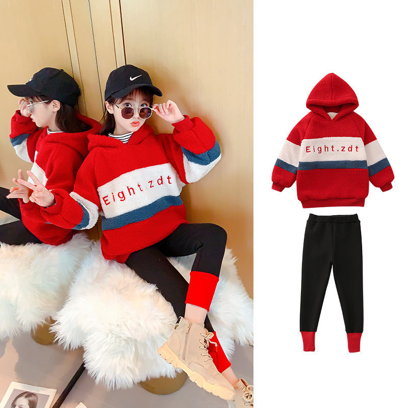 Teenage Kids Tracksuit for Girls Clothing Set New Autumn Winter Hoodies + Leggings Children Warm Suit Outfits 6 8 10 12 13 YearsX1019
