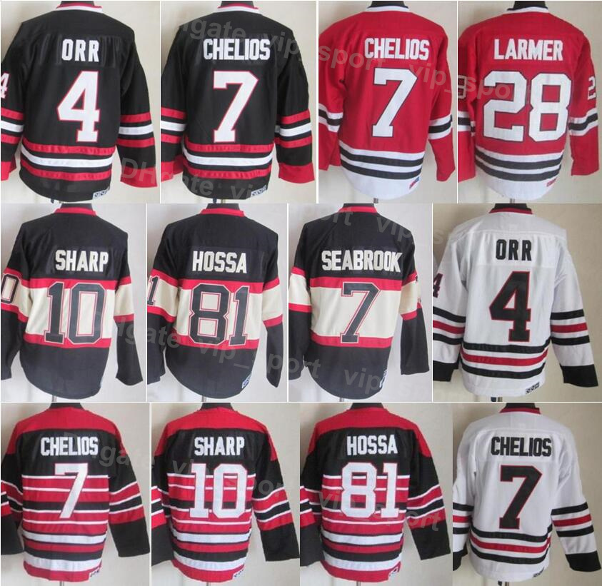 Men Ice Hockey Vintage Retro 7 Chris Chelios Jersey 10 Patrick Sharp 81 Marian Hossa 28 Steve Larmer 4 Bobby Orr 88 Patrick Kane Embroidery Black Red White HeiYing, 4 black
Men Ice Hockey Vintage Retro 7 Chris Chelios Jersey 10 Patrick Sharp 81 Marian Hossa 28 Steve Larmer 4 Bobby Orr 88 Patrick Kane Embroidery Black Red White HeiYing, 4 black