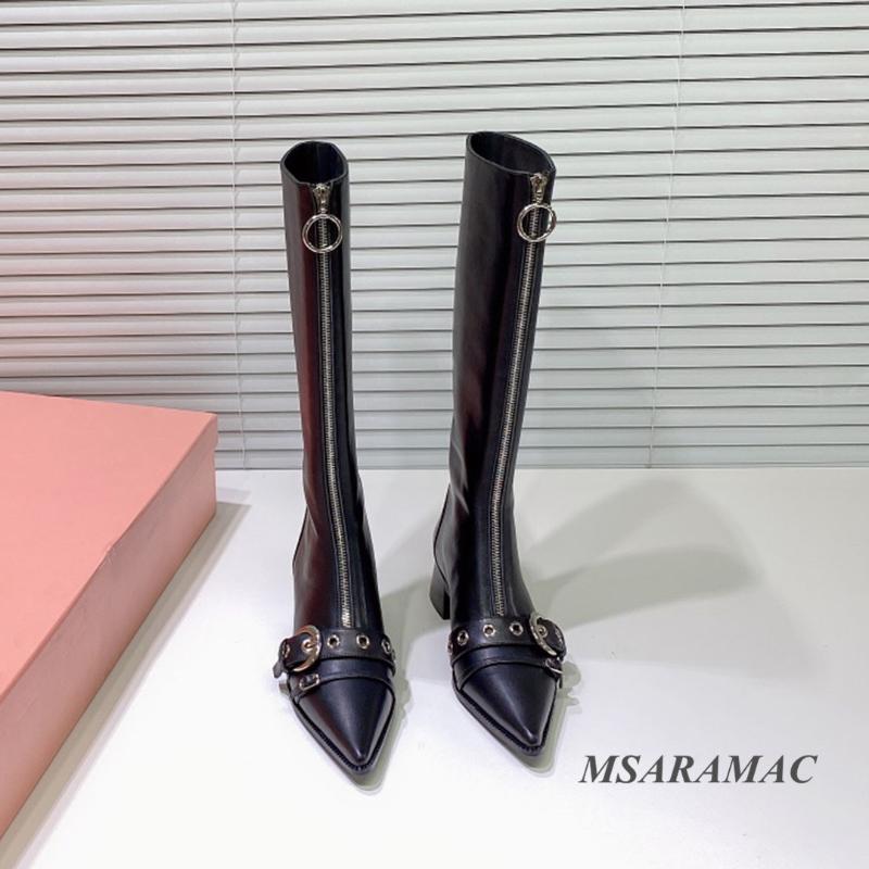 Stylish pointed toe block heel knee boots front zipper buckled punk shoes fashion street girl black leather long boots
Stylish pointed toe block heel knee boots front zipper buckled punk shoes fashion street girl black leather long boots