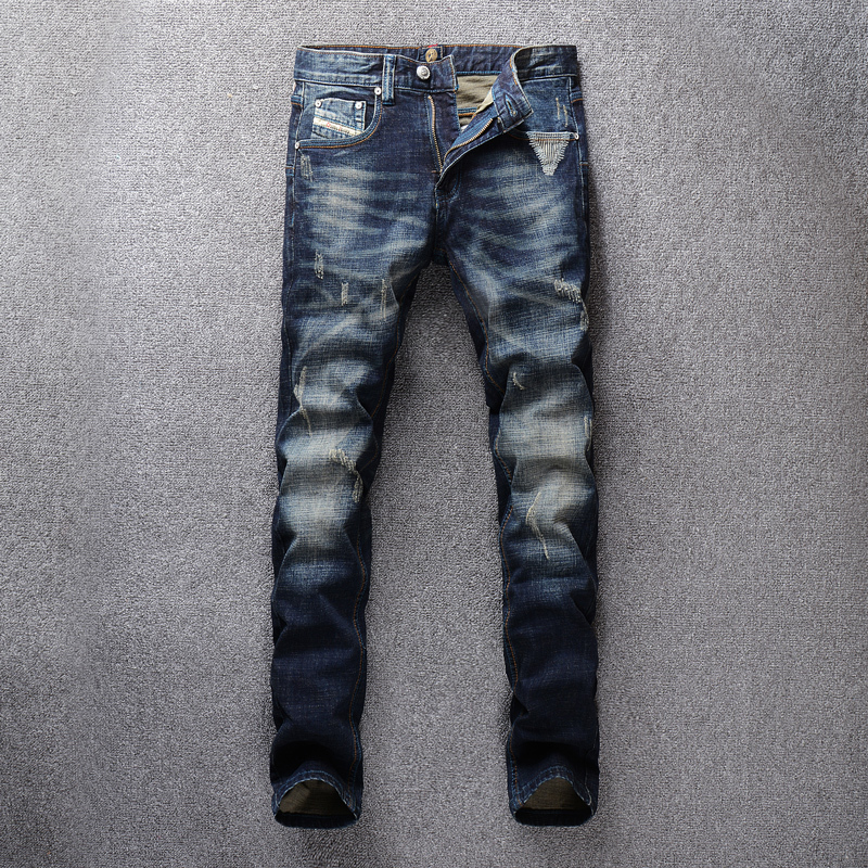 2021 New Italian Style Fashion Men High Quality Retro Black Blue Slim Fit Ripped Denim Pants Patchwork Designer Vintage Trousers 597f
2021 New Italian Style Fashion Men High Quality Retro Black Blue Slim Fit Ripped Denim Pants Patchwork Designer Vintage Trousers 597f