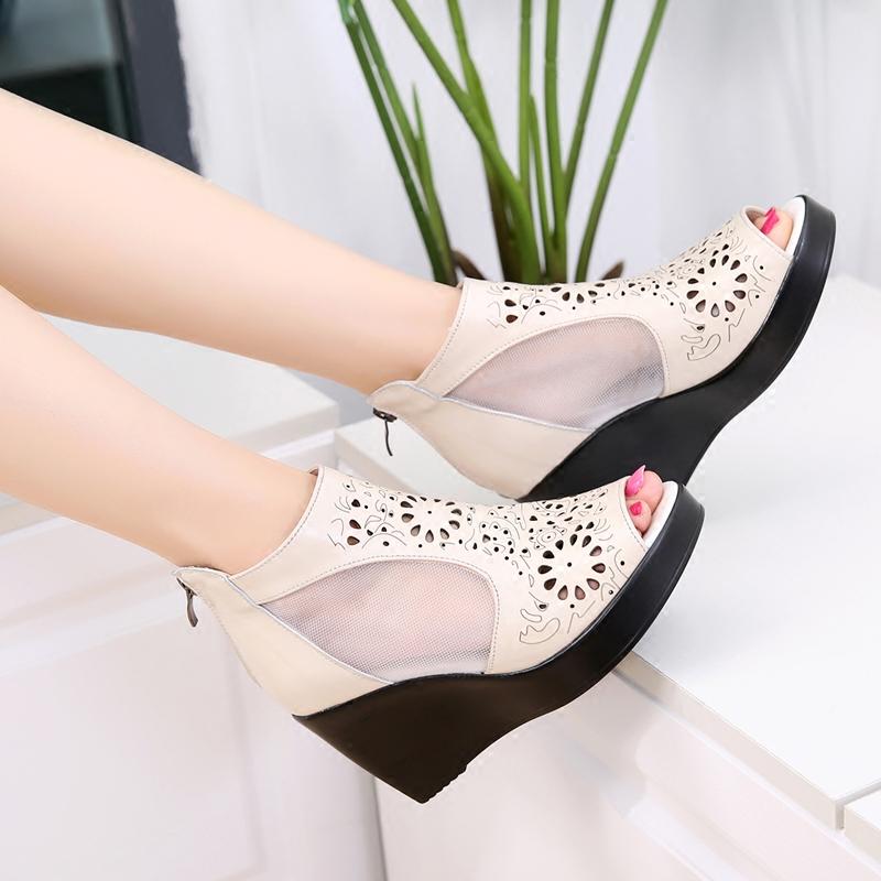 Genuine Leather Mesh Ankle Boots Women High Heels Fishmouth Peep Toe Breathable Shoes Hollow Small Sizes 32-40, Beige
Genuine Leather Mesh Ankle Boots Women High Heels Fishmouth Peep Toe Breathable Shoes Hollow Small Sizes 32-40, Beige