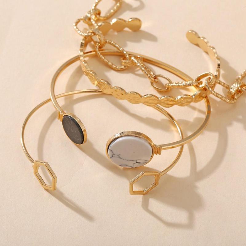4PCS/Set Fashion Creative Retro Geometric bracelet set Charm Marble Pattern Gold Color Bracelets Bangles for Women Jewelry Gift
4PCS/Set Fashion Creative Retro Geometric bracelet set Charm Marble Pattern Gold Color Bracelets Bangles for Women Jewelry Gift