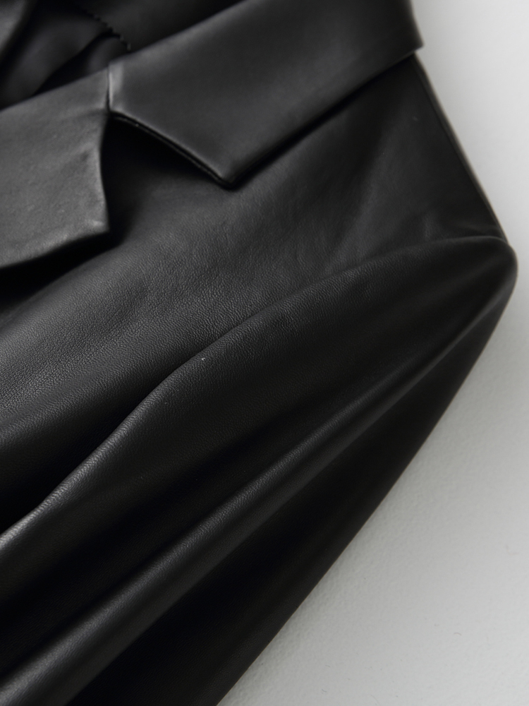 Nerazzurri Black faux leather blazer women long sleeve belt Plus size leather jacket women 5xl New arrivals womens clothing 201226