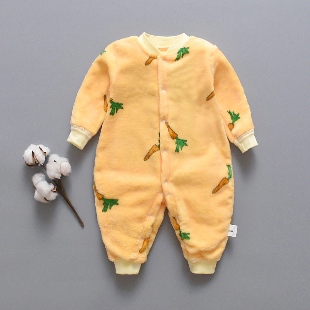 Baby Cartoon Dinosaur Winter Clothing Newborn Girl Boy Rompers Fleece Warm Romper Jumpsuit Soft Pajamas 3-18M 201028