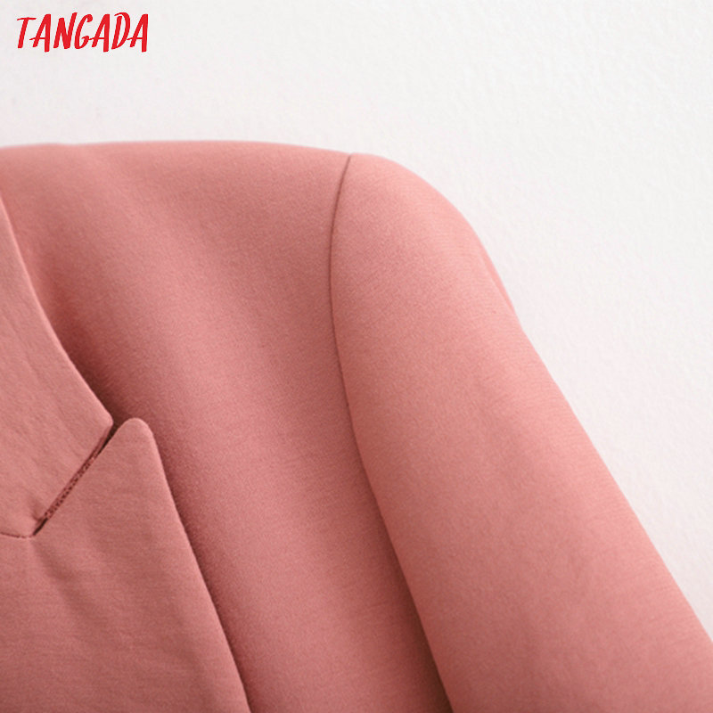 Tangada women vintage solid blazer fashion female long sleeve elegant jacket ladies work wear suits 1D205 201114