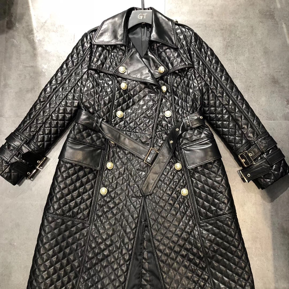 Genuine leather jacket women winter new fashion style sheepskin leather windbreaker over size 201020