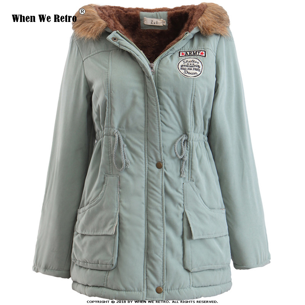 When We Retro Womens Parka Casual Outwear Autumn Winter Thick Warm Hooded Jackets Coat Plus Size 3xl Slim Women's Jackets QY0611 T200114
