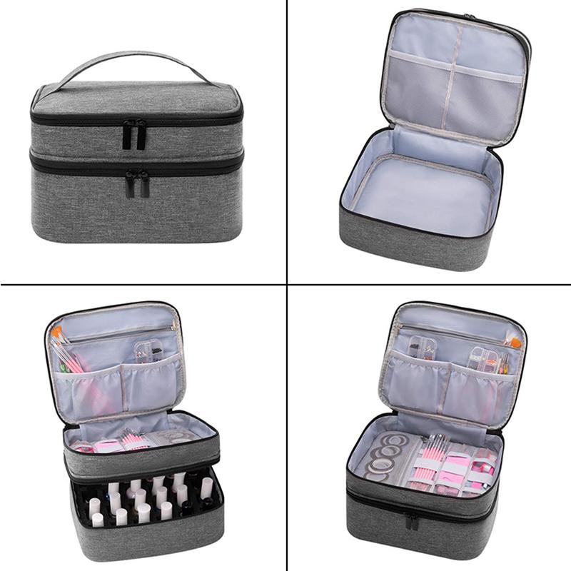Storage Bags Double-Layer Nail Polish Organizer Bag Mask Cosmetic Holder Essential Oil Perfume Manicure Tools Handbag Carrying Box