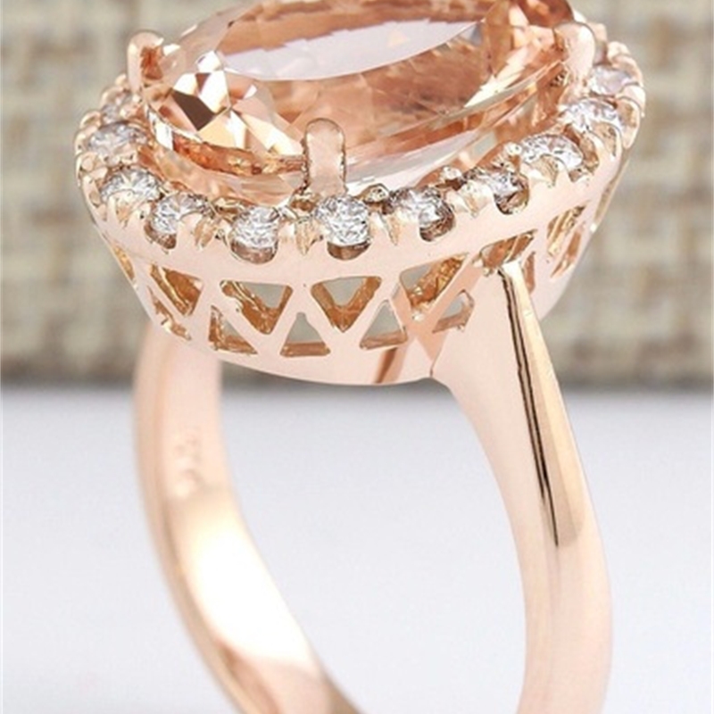 14K Rose Close Women's Diamond Ring Stone Champagne Topaz Diamonds Bizuteria Gold Sterling Silver Jewelry Gemstone 201218