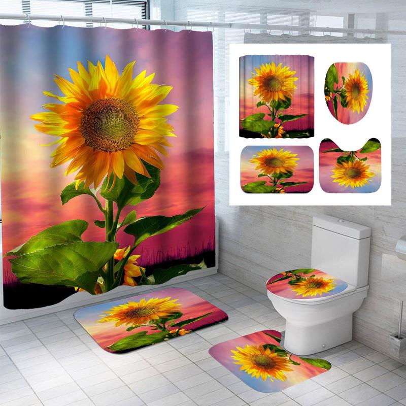Sunflower Printing Bathroom Shower Curtain Sets Non-Slip Rugs Toilet Lid Cover and Bath Mat Waterproof Curtains Home Decor
Sunflower Printing Bathroom Shower Curtain Sets Non-Slip Rugs Toilet Lid Cover and Bath Mat Waterproof Curtains Home Decor