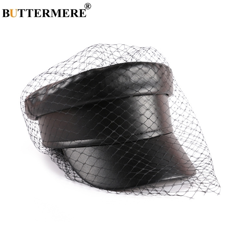 BUTTERMERE Leather Military Cap Women Black Captain Hat With Veil Elegant Solid Fiddler Cap Ivy Female Autumn Casual Sailor Caps Y200102
BUTTERMERE Leather Military Cap Women Black Captain Hat With Veil Elegant Solid Fiddler Cap Ivy Female Autumn Casual Sailor Caps Y200102