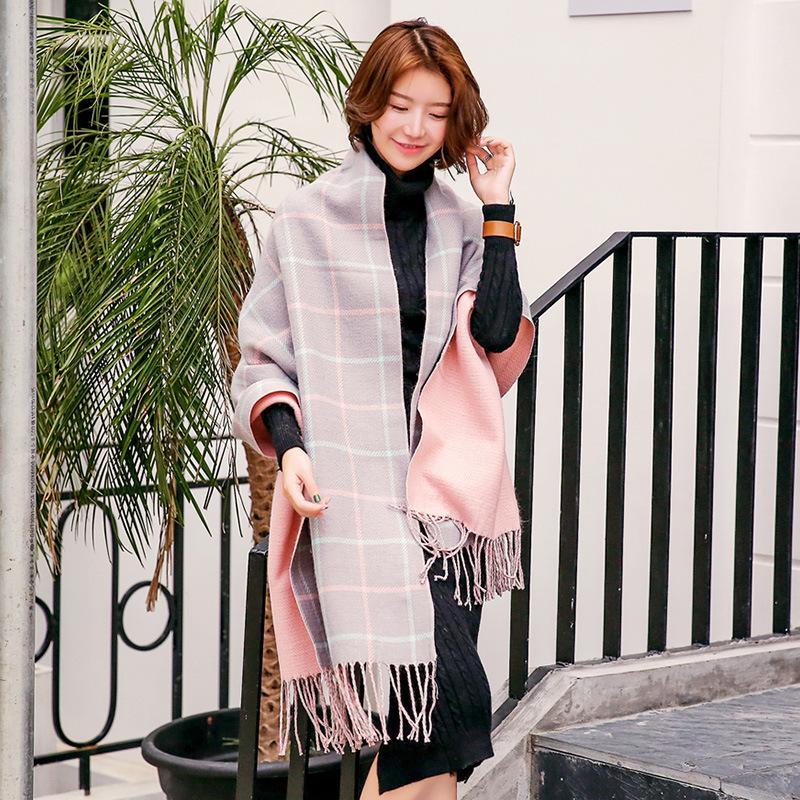 Korean Style New Scarf Female Winter Double-Sided Two-Color Long Tassel Student Bib Shawl Plaid Dual-Use All-Match Autumn Wraps1
Korean Style New Scarf Female Winter Double-Sided Two-Color Long Tassel Student Bib Shawl Plaid Dual-Use All-Match Autumn Wraps1