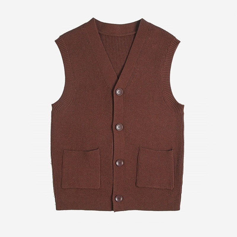 Autumn Solid Color Sweater Cardigan Vest Men Pillingresistant Sleeveless Knitted Vest Yellow Yersey Hombre Sleeveless Jacket 201125