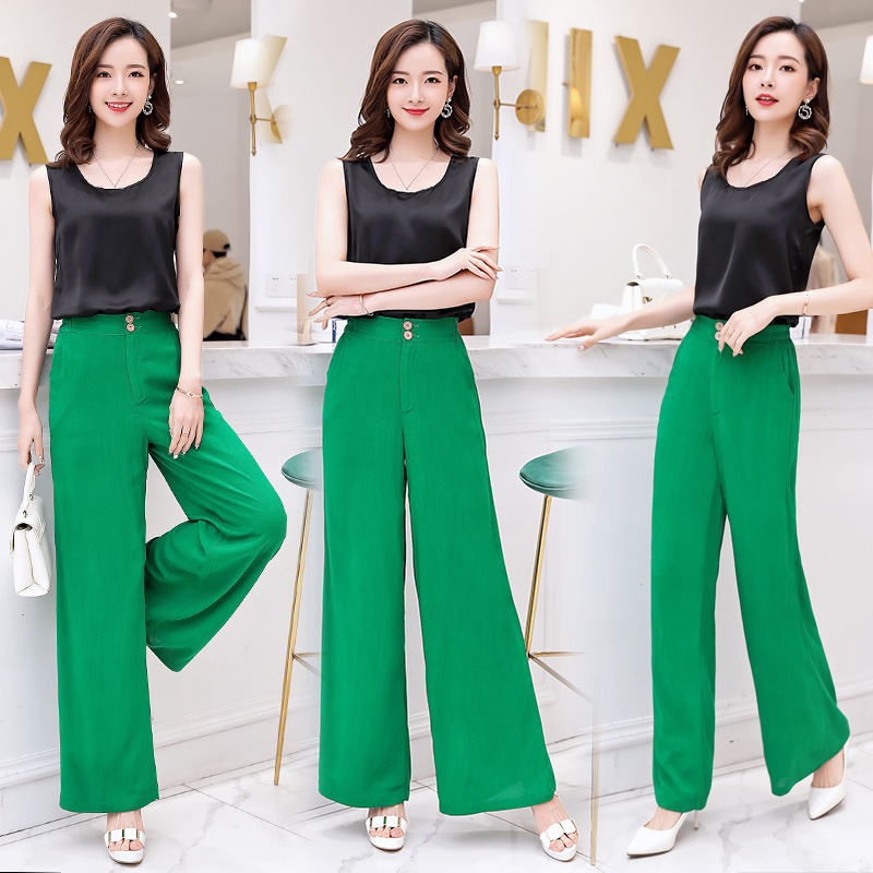 New Cotton Linen Soft Wide Leg Women Pants Elastic Waist Solid Color Summer Loose Trousers High Waist Pant Plus Size XL-5XL 201109