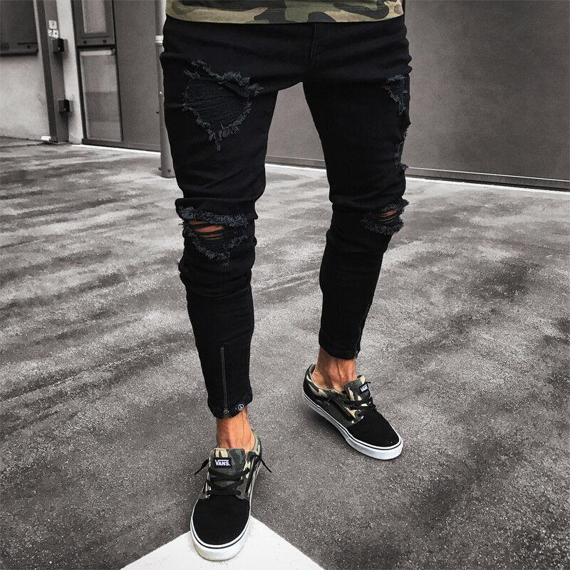 Men Slim Biker Denim Jeans Skinny Frayed Pants Distressed Rip Troursers Zipper Pant Fashion Mens Cool Designer Black Ripped
Men Slim Biker Denim Jeans Skinny Frayed Pants Distressed Rip Troursers Zipper Pant Fashion Mens Cool Designer Black Ripped