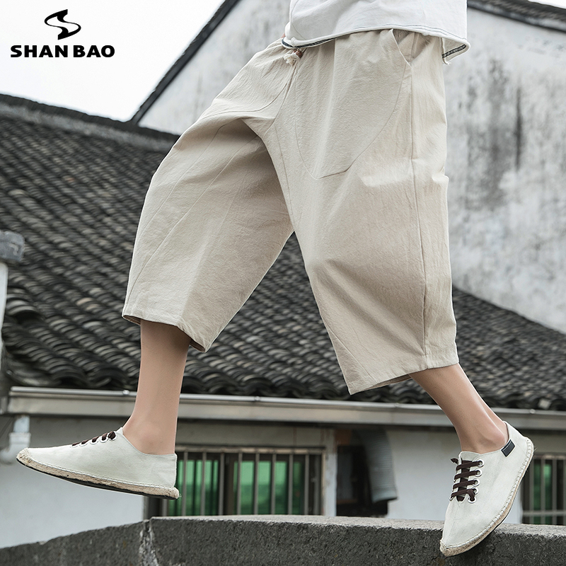 Men's casual harem pants summer new style Japanese and Korean style fashion loose high quality men's cotton cropped pants 201027