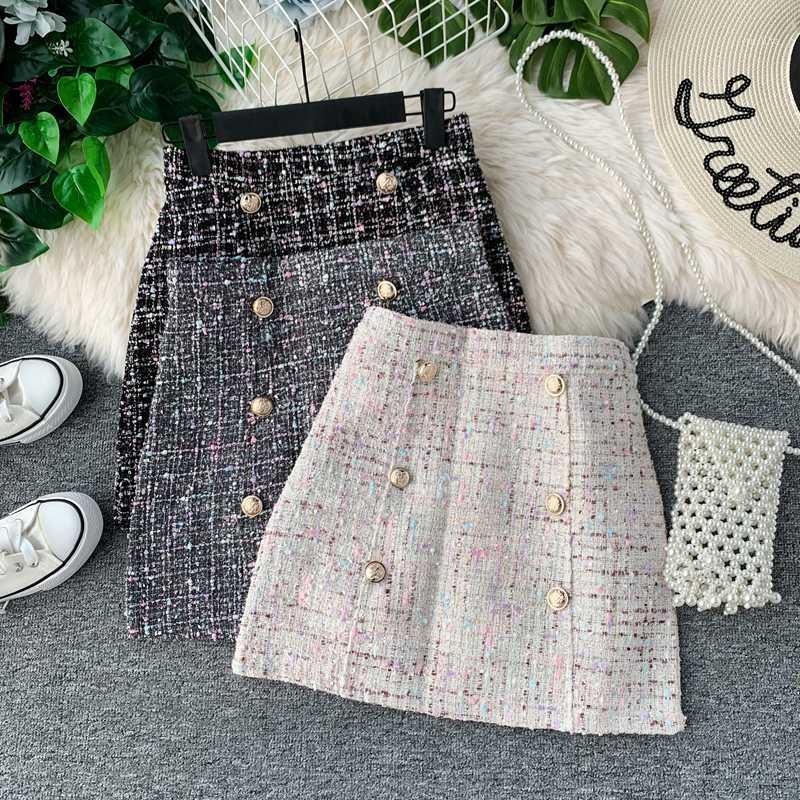 Women Tweed Skirt 2019 Korean of Autumn/winter High Waist Slimming A Fashion Double-breasted Mini Skirt1, Black
Women Tweed Skirt 2019 Korean of Autumn/winter High Waist Slimming A Fashion Double-breasted Mini Skirt1, Black