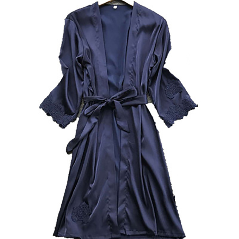 BZEL Sexy Women Robes Lace Bathrobe Ladies Sleepwear Satin Silk Home Wear Femme Lingerie Pajamas Mujer Pijamas Pyjamas Nighwear 210203