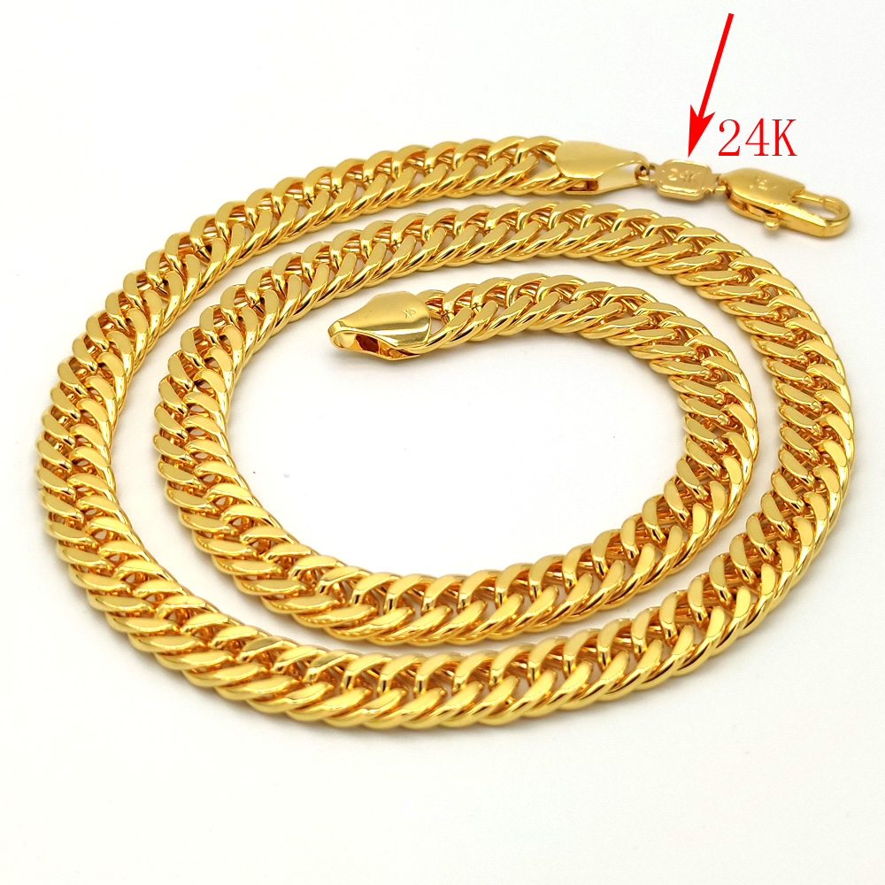 Cuban Curb Chain K Stamp link C THAI BAHT Solid GOLD GP NECKLACE 24 Heavy 88 Grams Jewelry 4mm THICK TALL XP